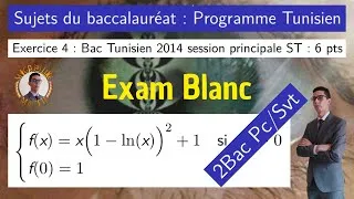 Miniature : Fonctions  Logarithmes — Exam 2014 Rattrapage (Tunisie) — 2 Bac Pc/Svt