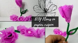 Miniature : 2 DIY roses en PAPIER CREPON // idée activité papier crépon