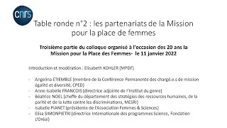 Miniature : [20 ans MPDF 3/3] Table ronde n°2 : les partenariats de la Mission pour la place de femmes