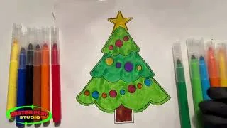 Miniature : Coloring a christmas tree: Easy coloring activity for kids (Colorier un beau sapin de Noël)