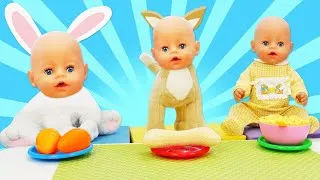 Miniature : Juste pour rire! Vidéo pour les enfants avec Baby Born et les animaux. Change-t-on de nourriture?