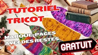 Miniature : Tutoriel Tricot 🧶 Marque-Pages 📕 avec des restes de 4Gr 🌈 Patron gratuit en pas à pas 😀