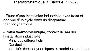 Miniature : Thermodynamique B, Banque PT 2025 : Découverte du sujet