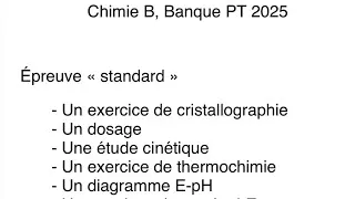 Miniature : Chimie B, Banque PT 2025 : Découverte du sujet