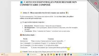 Miniature : 3 ASTUCES ESSENTIELLES POUR RÉUSSIR SON COMMENTAIRE COMPOSÉ