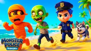 Miniature : Les Monstres à la Plage ! 🏖️ | Chansons pour Enfants | Monster Police Français