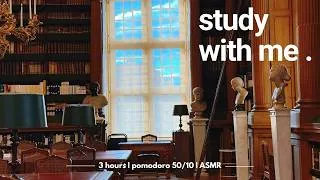 Miniature : 3 HOURS STUDY WITH ME | Paris Library 🇫🇷 | Pomodoro 50/10 | ASMR & Background Noise