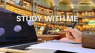 Miniature : 6 HOURS study with me in a library | ASMR library background noise | 50/10 pomodoro
