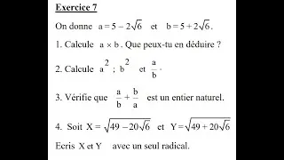Miniature : correction exercice 7 chapitre racine carrée ADEM DAKAR