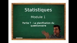 Miniature : STATS - Module 1 - Partie 7 - La planification du questionnaire