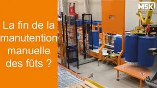 Miniature : Palettisation automatique pour fûts de 220 L : solution robotisée de fin de ligne à haute cadence