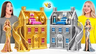 Miniature : Nous Construisons Une Maison De Poupée Incroyable Défi Or vs Argent | Mini Construction Idées