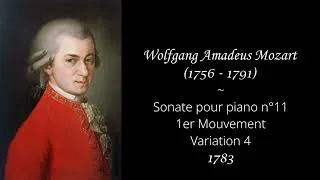 Miniature : Sonate pour piano n°11 (1er Mouvement Variation 4) - W. Amadeus Mozart - 1783 - Musique classique