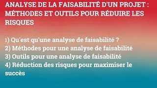 Miniature : Analyse de la Faisabilité d'un Projet : Méthodes et Outils pour Réduire les Risques