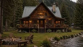 Miniature : A Cozy Mountain Cabin in the Rain 🌲🔥 | Relaxing Nature Ambience, Fireplace & Waterfall Sounds