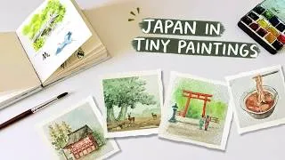 Miniature : Turning My Japan Trip into Tiny Paintings  ✧ Watercolor Sketchbook Tour