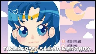Miniature : Timelapse Sailor Mercury Version Chibi inspiré par la figurine QPosket - Dessin - Procreate