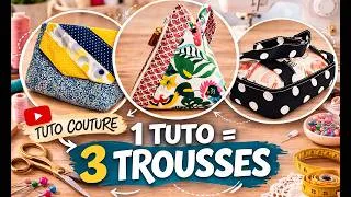Miniature : 1 tutoriel couture pour coudre 3 trousses différentes (facile)