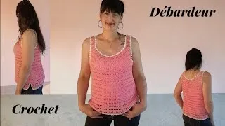 Miniature : Débardeur "soleil rose 🩷" crochet tt tailles ✨️ moins de 2pelotes 😊 #crochet #knitting #tutorial 