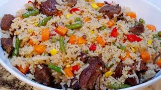 Miniature : Riz Gras A La Viande de Boeuf || Facile Et Rapide