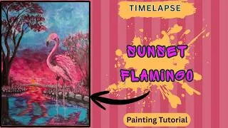 Miniature : Painting "Sunset Flamingo" in Acrylic | Timelapse