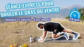 Miniature : 20min pour BRÛLER LA GRAISSE DU VENTRE - Séance adaptée à l'obésité sans saut 🔥
