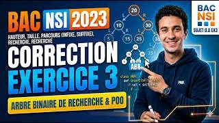 Miniature : BAC NSI Sujet 0.A 2023 Exercice 3 Corrigé - ARBRE BINAIRE DE RECHERCHE