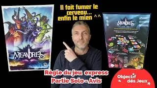 Miniature : MEANDRES Comment jouer une partie solo avec vidéo règle du jeu de société. Perte et Fracas.