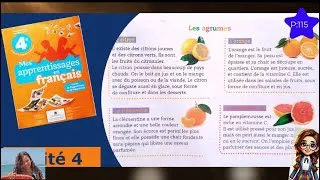 Miniature : Mes apprentissages en français 4AEP  Unité 4 Page 115 :Les agrumes