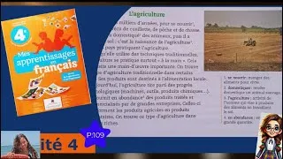 Miniature : L'agriculture : Mes apprentissages en français 4AEP  Unité 4 page 109