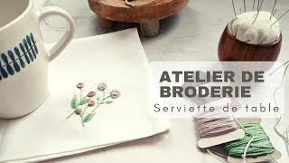 Miniature : Broder une serviette de table, tutoriel de broderie : fleurs ✨ Broderie à la main pour les débutants