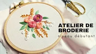 Miniature : Kit de démarrage + tutoriel de broderie ✨ Brodez des fleurs en utilisant des points basiques