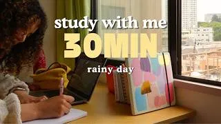 Miniature : 30 MIN STUDY WITH ME on A RAINY DAY | Dans mon dortoir au Japon 🇯🇵 | No Music 🌧️