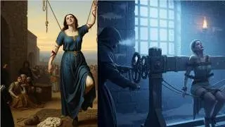 Miniature : Femmes du Moyen Âge et Torture  Le Chevalet, Machine à Briser les Corps et les Âmes