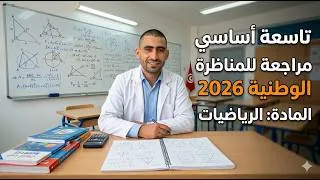 Miniature : تاسعة أساسي مراجعة للمناظرة مادة الرياضيات 2026 | حل تمرين شامل في الهندسة والجبر مع شرح مبسط