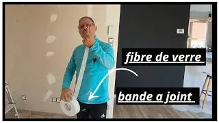 Miniature : collage bande  a joint placo fibre de verre  ( bord droit /fendu )