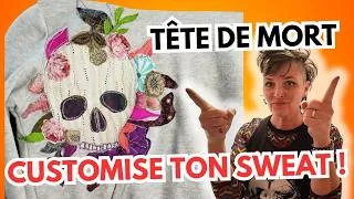 Miniature : Tutoriel patchwork avec Nadège #2 | Je CUSTOMISE un sweatshirt avec un appliqué tête de mort 💀🪡💖