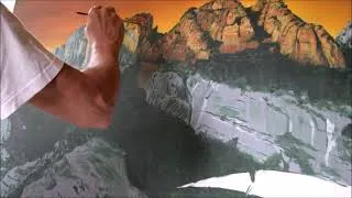 Miniature : Making of Peinture acrylique , alien crash sur le rocher de roquebrune, Spaceship Crash Painting