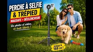 Miniature : Perche à selfie et trépied pour smartphone compatible magsafe avec déclencheur Somikon [PEARLTV.FR]