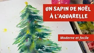 Miniature : Sapin de Noël à l’aquarelle : tuto facile et moderne