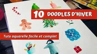 Miniature : 10 doodles de Noël à l’aquarelle [FACILE]