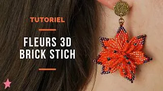 Miniature : Boucles d'oreilles fleurs 3D en perles Miyuki – Tutoriel Brick Stitch Niveau Confirmé