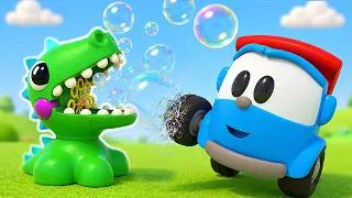 Miniature : Une machine à bulles en forme de dinosaure. Dessin animé pour les tout-petits