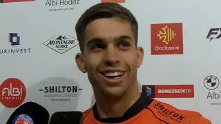 Miniature : Rugby-Nationale, Thibault SANTORO (Narbonne) après la victoire du RCN à Albi (demi-finale)