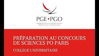 Miniature : Préparations au concours d'entrée de Sciences Po Paris collège universitaire - PGE PGO