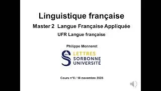 Miniature : Linguistique française Master FLE 2025-2026 Cours 6