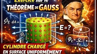 Miniature : Exercice sur le théorème de Gauss : cylindre chargé en surface uniformément 