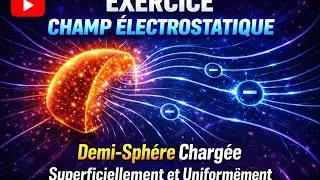 Miniature : Exercice sur le champ électrostatique : demi-sphère chargée superficiellement et uniformément 