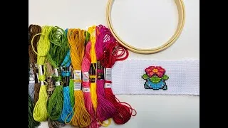 Miniature : Embroidery | Cross Stitch | Basic Hand Embroidery Design for Beginners | Venusaur #Pokemon #DIY