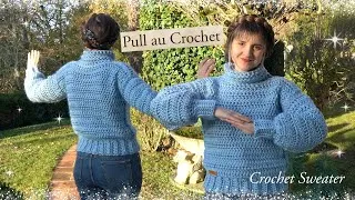 Miniature : GROS PULL COCOONING AU CROCHET 🧶 TUTO pas à pas - EASY CHUNKY SWEATER 🧶 GROSSE LAINE - PULL ÉPAIS